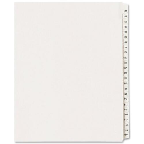 Collated Dividers, 126-150, Side Tab, 11"x8-1/2", White