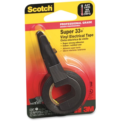Electrical Tape, Plastic, 1/2"x200", Black
