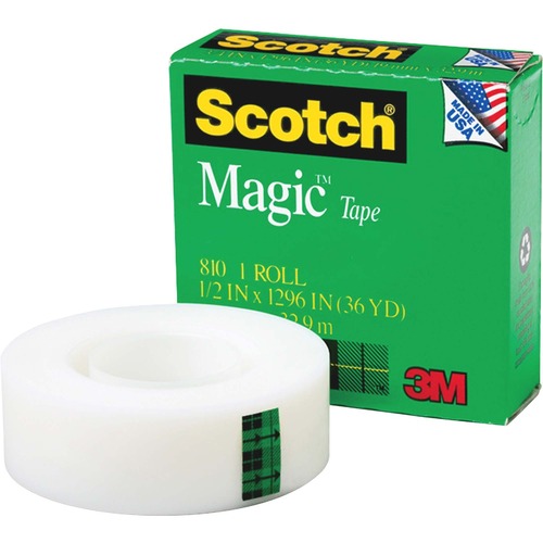 Magic Tape, 1" Core, 1/2"x1296", 1/PK, Transparent