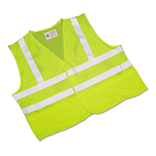 Safety Vest, High Visibility, X-Large, Lime/Silver