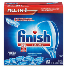 Dish Detergent, Finish, Orange, 1.3oz, 32/BX, Orange