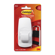 Jumbo Hooks,Adhesive,1 Hook/4 Strips,7-1/2 lb Cap.,White