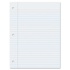 Filler Paper, 8"x10-1/2", 3/8" Rld, 100 Shts, White