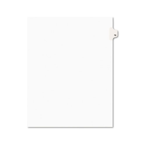 Numeric Divider, "78", Side Tab, 11"x8-1/2", 25/PK, White