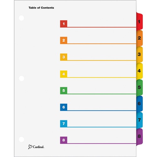One Step Index System, Numbered 1-8, 8 Tabs, Multicolor