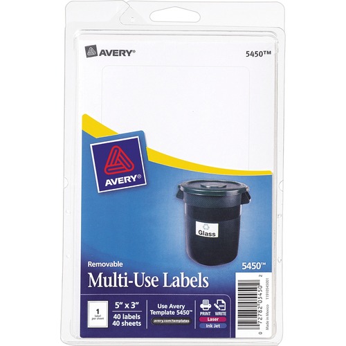 Removable Multipurpose Label,3"x5",40/PK,White