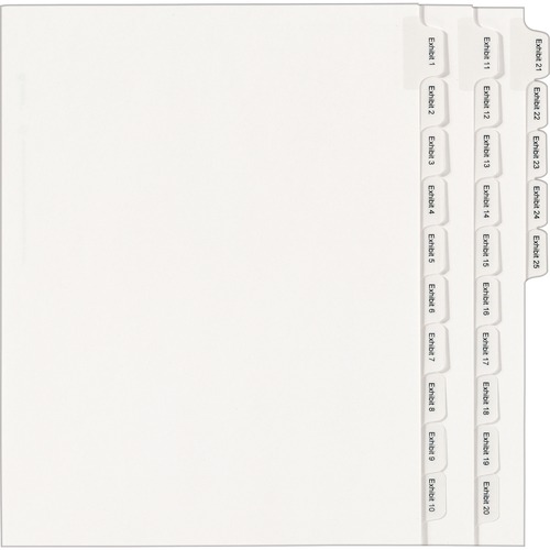 Index Divider, Exhibit 1-25, Side Tab, 25/PK, White