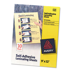 Self Adhesive Laminating Sheets, 9"x12", 10/PK, Clear