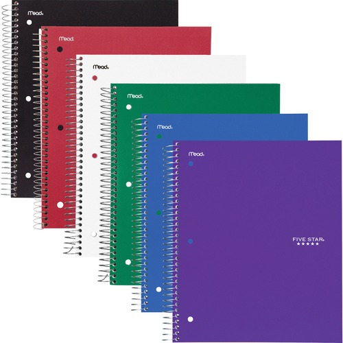 Mead  Notebook, 3-Subject, 8-1/2"Wx11"L, 6/PK, Assorted
