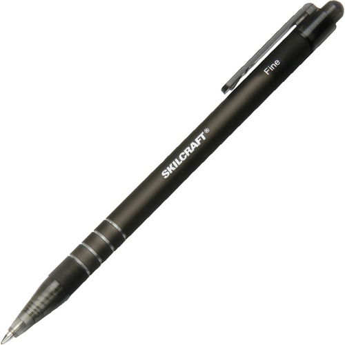 Ballpoint Pen, Rubberized, Nonrefillable, Fine Pt, BK