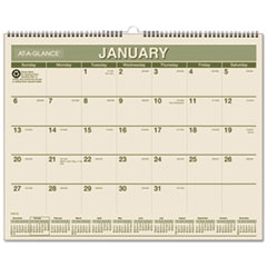 Monthly Wall Calendar,12-Mth Jan-Dec,15"x12",Cream/GN