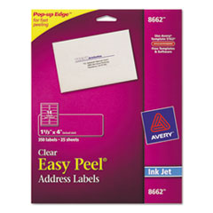 Inkjet Mailing Labels, Address, 1-1/3"x4", 350/PK, Clear