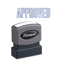 Pre-Inked Stamp "Approved", 1/2"x1-5/8" Impression, Blue Ink