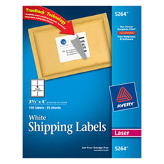 Laser Labels, Mailing, Permanent, 3-1/3"x4", 150/PK, White