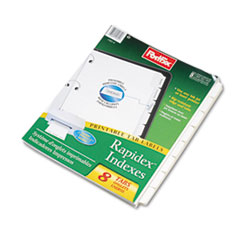 Custom Dividers, w/Tab Labels, 3HP, 8-Tab, LTR, 5/PK, White