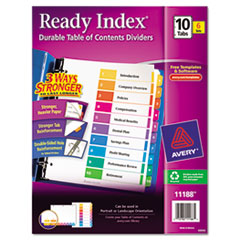 Ready Index Dividers,TOC,1-10 Tab,3HP,8-1/2"x11",6/ST,Multi