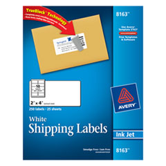 Inkjet Labels, Shipping, Permanent, 2"x4", 250/PK, WE