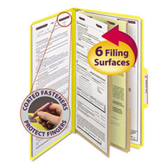 Classification Folders, 2 Divider, Legal, 10/BX, Yellow