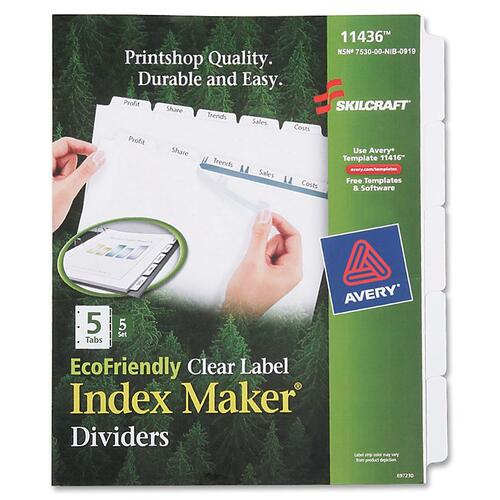 Index Divider Makers, 5-Tab, 20/ST, White