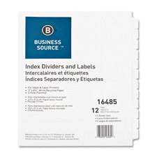 Index Dividers, 3HP, 12-Tab, 25 Sets/BX, White