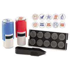 Selfing-Inking Stamp, Teacher 10-N-1, Red/Blue