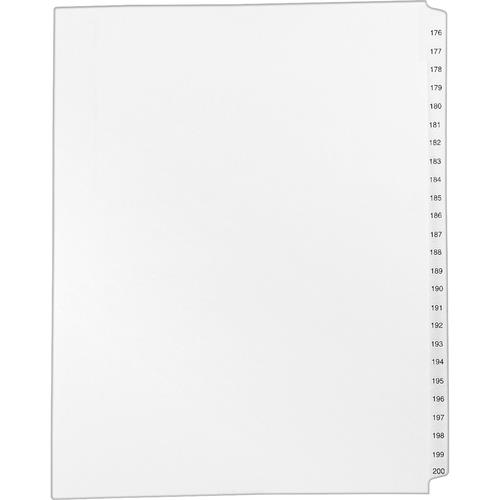 Index Dividers, Side Tab, 176-200, 8-1/2"x11", White
