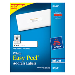 Inkjet Labels, Mailing,1"x4", 2000/PK, White