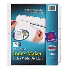 Index Maker Extra-Wide Tab Dividers, 5-Tab, 5/ST, 9"x11",CL