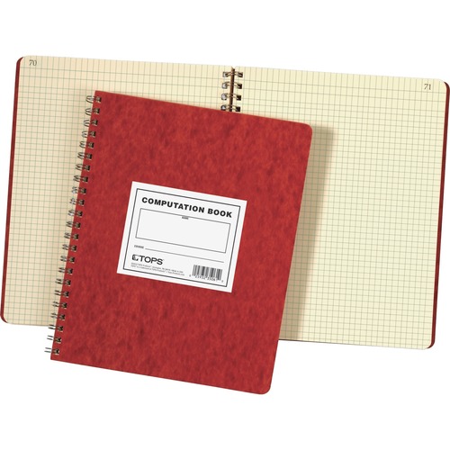 Computation Notebk,4x4 Quad,76 Shts,11-3/4"x9-1/2",Red Cover