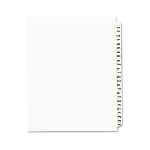 Index Dividers, Side Tab, 351-375, 8-1/2"x11", White