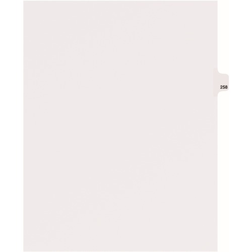 Dividers, "258", Side Tab, 8-1/2"x11", 25/PK, White