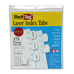 Laser Print Index Tabs, Bulk, 1-1/8"x1-1/4", 375/PK, White