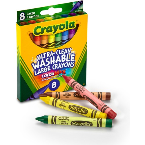 Crayons, Bright, Washable, Nontoxic, 8/BX, Assorted