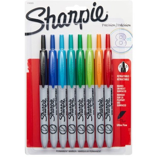 Sharpie Markers, Retractable, Ultra Fine, 8 Pack/ST, AST