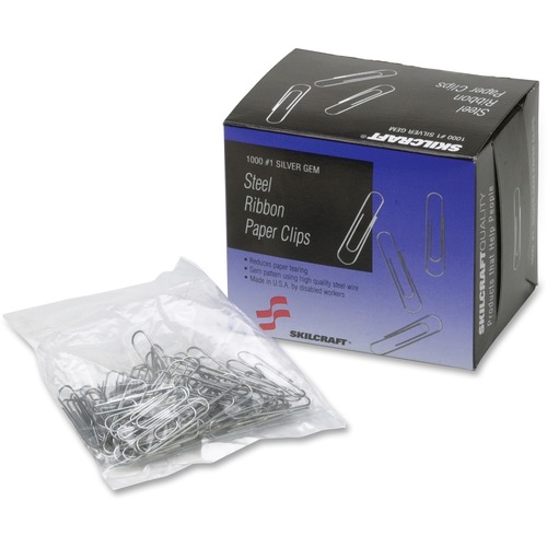 Paper Clips, Standard No. 1 Size, 1000/BX, Silver