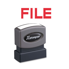 File Pre-inked Stamp, 1/2"x1-5/8" Impression, Red Ink
