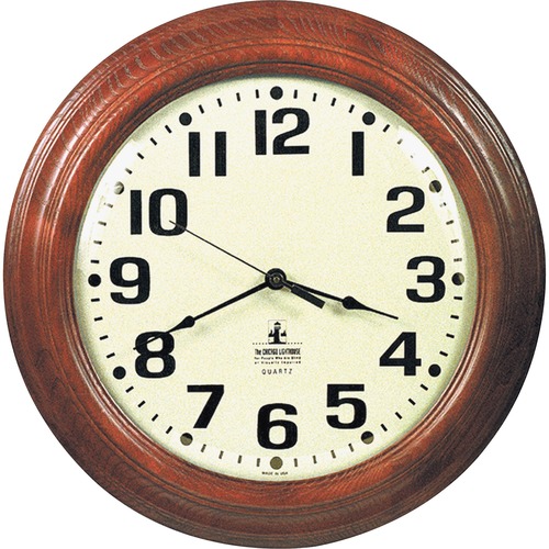 Round Wall Clock,16"x1-1/2",Hardwood Frame,BK Print, MY Case