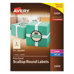 Round Print to Edge Labels, 21/2", White