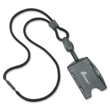 Dual Sided ID Holder w/36" Lanyard, CL/BK