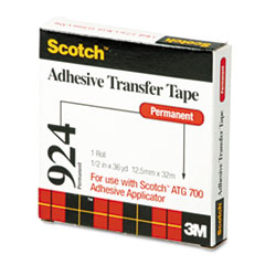 Adhesive Transfer Tape, 2.0mil, 1/2"x36 Yards, Clear