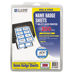 Laser/Inkjet Badges, 3-1/2"x2-1/4", 200/BX, Blue Border
