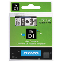 DYMO D1 Electronic Tape, 1/2"x23' Size, Black/Clear