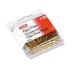 Paper Clips, Jumbo, .047 Wire Gauge, 50/PK, Gold