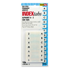 Self-Stick Index Tabs,Side,Permanent,A-Z,1"x7/16",White