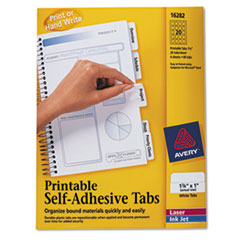 Printable Tabs, Self-adhesive, 80/PK, 1-3/4", White