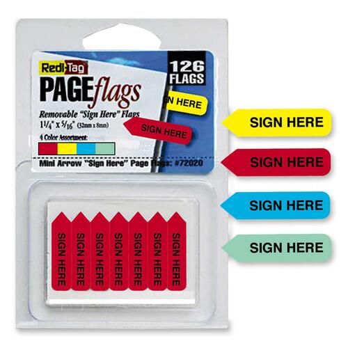 Mini "Sign Here" Arrows,1-1/4"x5/16",126/PK, Assorted