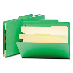 Classification Folders,2/5 Cut,Letter,2 Divider,10/BX,Green