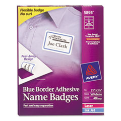 Laser/Inkjet Name Badges,2-1/3"x3-3/8",400/BX,BE Border