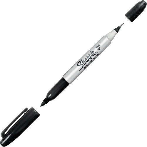 Twin Tip Permanent Marker, Fine/Ultra Fine Point, Black
