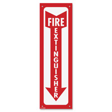 Fire Extinguisher Sign, 4"x13", Glow-In-The-Dark, RD/WE
